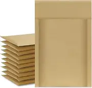 UCGOU Natural Kraft Bubble Mailers 4x8 Inch 50 Pack Brown Padded Envelopes #000 Small Business Mailing Packages Self Sealing Tear Resistant Boutique Bulk Shipping Bags for Jewelry Makeup Supplies