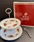 Royal Albert Old Country Roses SCULPTED 2 Tiered Serving Tray