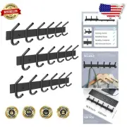 Matte Black 6 Hook Wall Mount - Versatile Rustic Coat, Towel & Accessory Holder