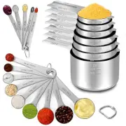 Minteem Measuring Cups and Spoons Set of 21, 7 Stainless Steel Nesting Measur...