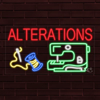 NEW "ALTERATIONS" w/LOGO 33x18x1 INCH LED FLEX WINDOW/WALL INDOOR SIGN 31652