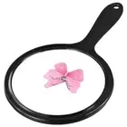 Compactness Portable Mirror Black Circular Mirror Hand Held Glass Travel