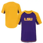 Outerstuff NCAA Youth LSU Tigers Color Block Rash Guard Shirt