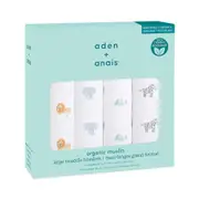 4PK Aden Anais Animal Kingdom 120cm Organic Muslin Swaddle Baby Sleeping Blanket