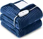 Heated Blanket Electric Throw 62"X84", Soft Flannel Sherpa Heater 3 Heat Setting