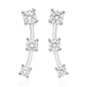 Sterling Silver with Round Cut White Cubic Zirconia Stud Earrings