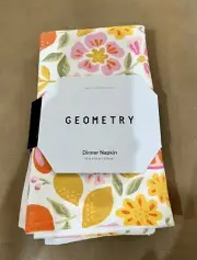 Geometry Dinner Napkins “raz” 19”x19” Set Of 6 Eco-Friendly NWT