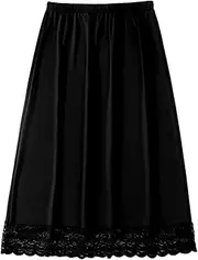 [Wedhapy] Half Slips for Under Dresses, 28 Inch Anti Static Breathable Slip Skirt with Lace Trim and Elastic Waist Underskirts for Dresses
