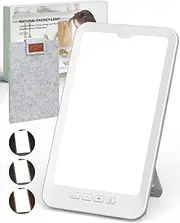 HIBOITEC UV-Free LED Daylight Lamp, 3 Adjustable Brightness Levels with 10,000 Lux, Bright White/Pure White/Warm White, Large Light Area, Standing Light Therapy Lamp, 4 Timer Settings