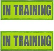 Reflective Dog Patches 2 Pack Service Dog,in Training,do not Pet Tags for Hook and Loop Patches Vests and Harnesses (Green, 4 * 11CM)