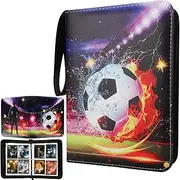 Football Card Holder Binder - 400 Pockets, Zipper, Handle Strap, Removable Sleeves - Trading Card Album Book