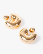 Gold Chubby Front Back Hoop Earrings