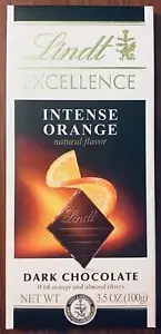 Lindt Dark Chocolate Intense Orange With Almond Slivers EXCELLENCE Bar 3.5 oz