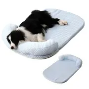 Pet Cooling Mat Memory Foam Cooling Fabric Dog Crate Bed with Pillow