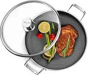Stainless Steel Pan With Cooking Lid,13 Inch Non Stick Frying Pans, PFOA Free, Dishwasher and Oven Safe Cooking Fry Pans (13 INCH PAN)