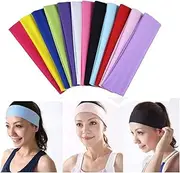 [QincLing] 12 PCS Yoga Cotton Headbands, Stretch Elastic Headbands Non Slip Workout Sweatbands Sport Running Headbands for Women Girls Ladies Exercise Fitness