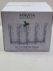 Mikasa Crystal Set of 4 Kerry Fine Lead Free Highball Or Tea Glasses 11 oz