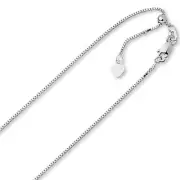 .80mm Solid Adjustable Box Chain Necklace REAL Sterling Silver Up To 30" 3.8gr