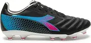 Diadora Brasil Elite GR LT LP12 Womens Firm Ground Cleats - Ultrasoft Full-Grain Leather, Water-Resistant, Antistretch Fabric, Non-Slip PU Lining (Black/Pink/Cyan Blue, US Footwear Size System, Adult, Women, Numeric, Medium, 11)