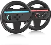 Aukuoy Switch 2 Steering Wheels for Nintendo Switch 2 Joy Con Controller, Racing Wheels for Mario Kart 9, Controller Attachment for Switch 2 Accessories, Black & 2 Pack