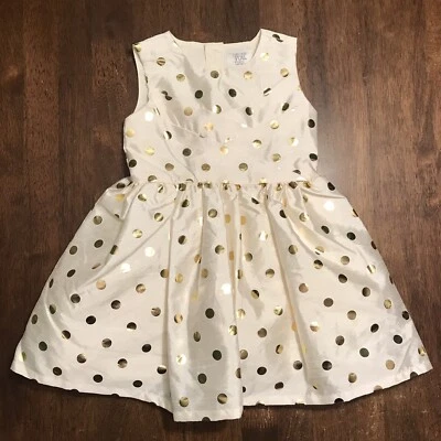 JUST ONE YOU BY CARTER'S **18 MONTHS** CREAM DRESS WITH GOLD POLKA DOTS **NEW**