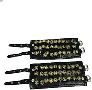 [Gavya] Ghungroo dancing ghunghroo bells Black leather pad pairThree Line Ghungroo (30+30) Classical Dance Accessories Kathak Big dancing brass bells (16 NO.) musical anklet for classical Indian dancers