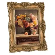 4x6 Vintage Picture Frame with Real Glass Cover, Ornate Antique Photo Frame,