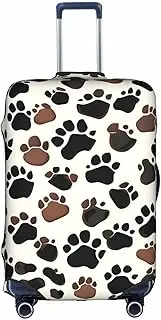 [HTTUP] Dog Paw Prints Print Practical Elastic Washable Travel Luggage Cover with Concealed Zipper for Suitcases, White, Medium