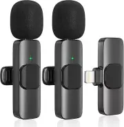Wireless lavalier Microphone for iPhone 2-in-1 for iPad, 2 Pack Audio Recordnig
