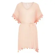NEW Seafolly Tasseled embroidered kaftan Coverup OSFM Peach Vacation Beach Comfy