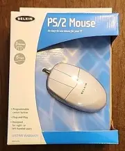 Belkin PS 2 Mouse In Box 3 Button 6" Cord Right or Left Handed Users Plug Play