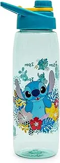 Silver Buffalo Disney Lilo and Stitch Tropical Hydration Tracker Schedule Water Bottle with Screw-On Lid, 28 Ounces