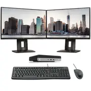 HP 800 G3 Mini Bundle Desktop i7-7700T 2.9GHz 16GB RAM 480GB + Dual 24" FHD Monitor | Refurbished - Refurbished Grade A