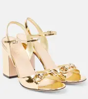 [Gucci] Gucci Gucci Horsebit metallic leather sandals AU 4 gold