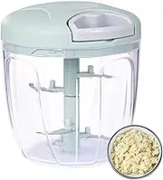 900ml Garlic Chopper with Stainless Steel Blades,Manual Chopper,Garlic Mincer Hand Pull String,Vegetable Chopper Cutter Mincer for Onion Veggies Fruits Nuts Herbs