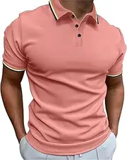 [Generic] Men's Button Lapels T-Shirt Summer Solid Color Stand Collar Shirt Short Sleeved Casual T Shirt Workwear Streetwear Office Daily Wear Tops