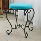 Caravan Round Iron Vanity Stool Aqua Blue