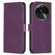 Phone Case for Oppo Find X6 Grid Pattern Imprinted Cover Stand Wallet PU Leather Drop-proof Shell