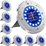 NFESOLAR Solar Outdoor Lights with 16 LEDs, Blue Color Bright Solar Ground Lights Outdoor Waterproof for Pathway Garden Yard Halloween Decorations (8 Pack)