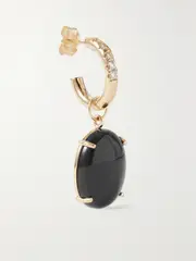 [WWAKE] WWAKE - Recycled Gold, Jasper And Diamond Single Hoop Earring - Black - One size One size Black