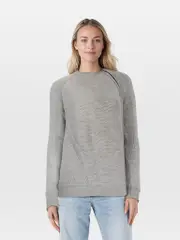 Grey Wool Knit Zip Design Jumper