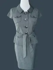 ANN TAYLOR LOFT LADIES PETITE LINED GRAY TWEED BUTTON UP BELTED SS JACKET NWT 4P