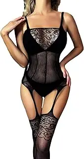 [Evankin] Women's Sexy Teddy Baby Dolls Lingerie Bodystocking Underwear Bodysuit Socks Garters Belts Fun Net Clothes Jumpsuit