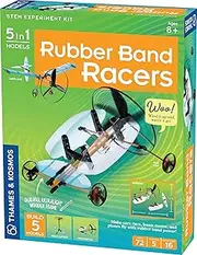 Thames and Kosmos | 550020 | Rubber Band Racers | Make Cars Race and Planes Fly | Build Five Models Using Ultralight Parts | Powered by a Rubber Band Engine | 8+