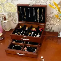 在飛比找樂天市場購物網優惠-收納盒 飾品盒 韓米琪 首飾盒 歐式實木質飾品盒 韓國公主耳