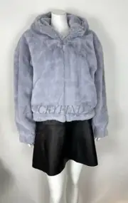 UGG Women’s Mandy Faux Fur Full Zip Jacket Hoodie NWT $198 L Cloudy Gray Pockets