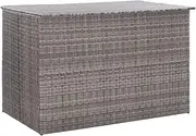 150x100x100 cm Poly Rattan Garden Storage Box Grey - Large Weather-Resistant Outdoor Deck Chest with Waterproof PE Liner for Patio Furniture & Accessories