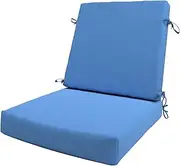 California Umbrella, Patio Seat, 20 x 20 Inch, Premium Outdoor Memory Foam, Olefin Fabric with Ties Dining Chair Cushion, 20" x 20", Frost Blue