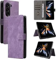 Compatible with Samsung Galaxy Z Fold6 Case,Compatible with Samsung Galaxy Z Fold6 5G SM-F956 Flip Magnetic Closure Wallet Cover Purple