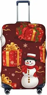 [CADREWY] Merry Christmas Snowman Print Travel Suitcase Cover Luggage Protector with Elastic Anti Scratch for Carry On, Black, Small